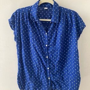 Old Navy blue polka dot button down